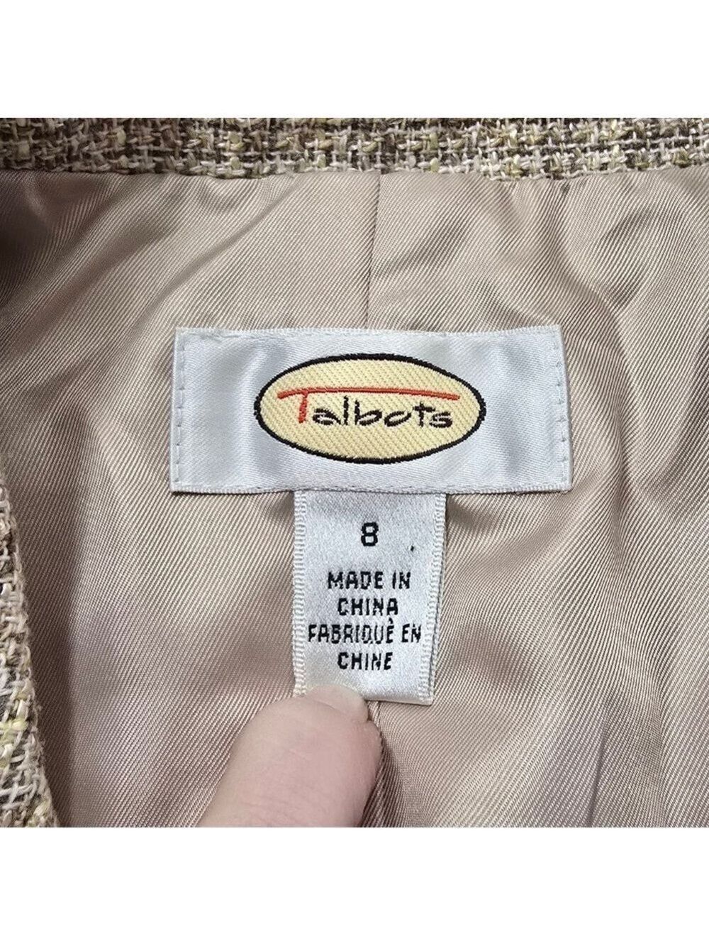 Talbots Vintage Tweed Linen Blend Peak Lapel Single Breasted Blazer Sz 8 - Picture 6 of 14